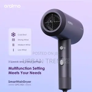 Oraimo Smart Hair Dryer 1800W Negative Ion Hair Dryer -Black