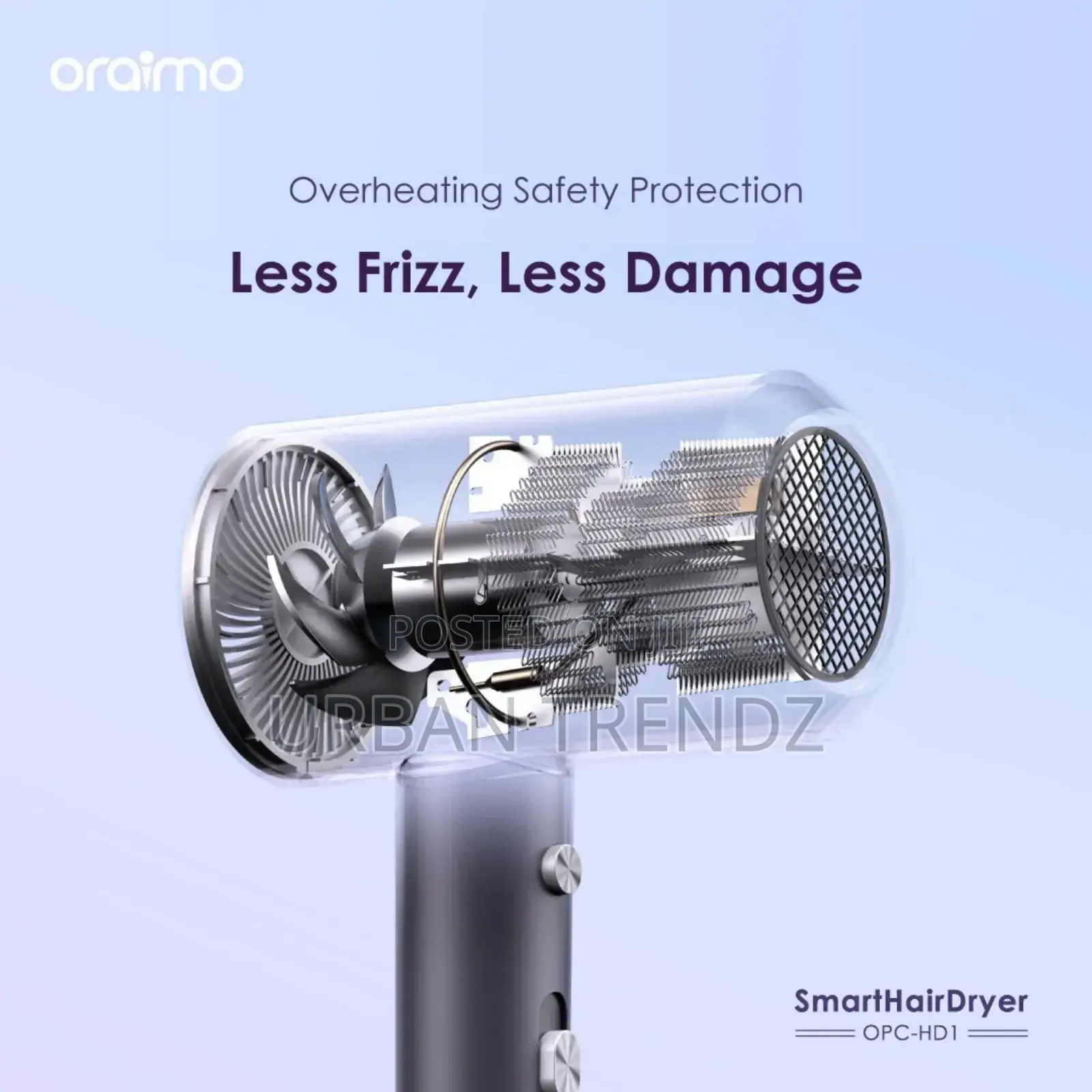 Oraimo Smart Hair Dryer 1800W Negative Ion Hair Dryer -Black
