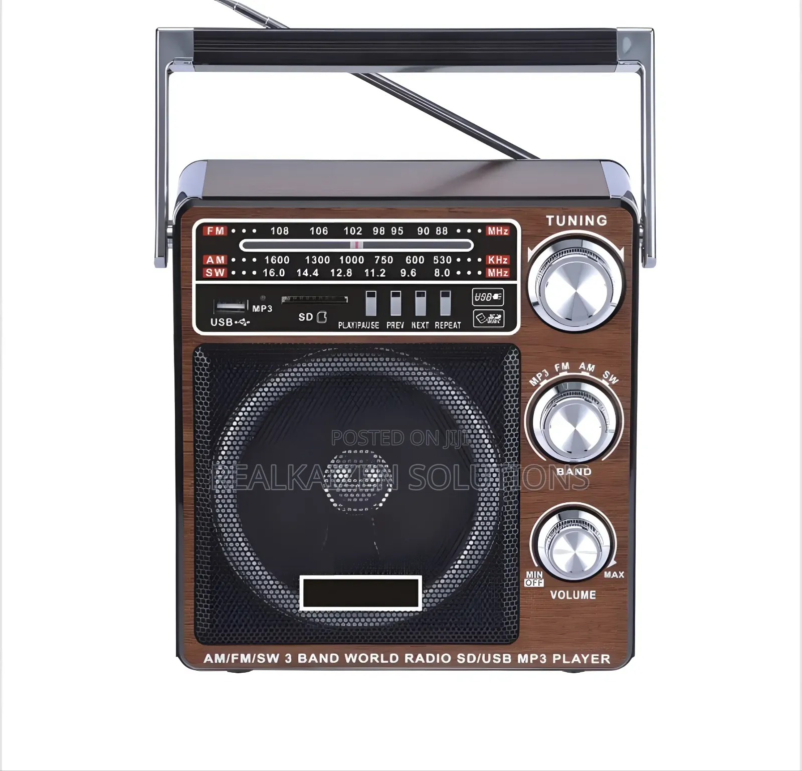 GEEPAS Classic Rechargeable 3 Band USB SD Analog Radio