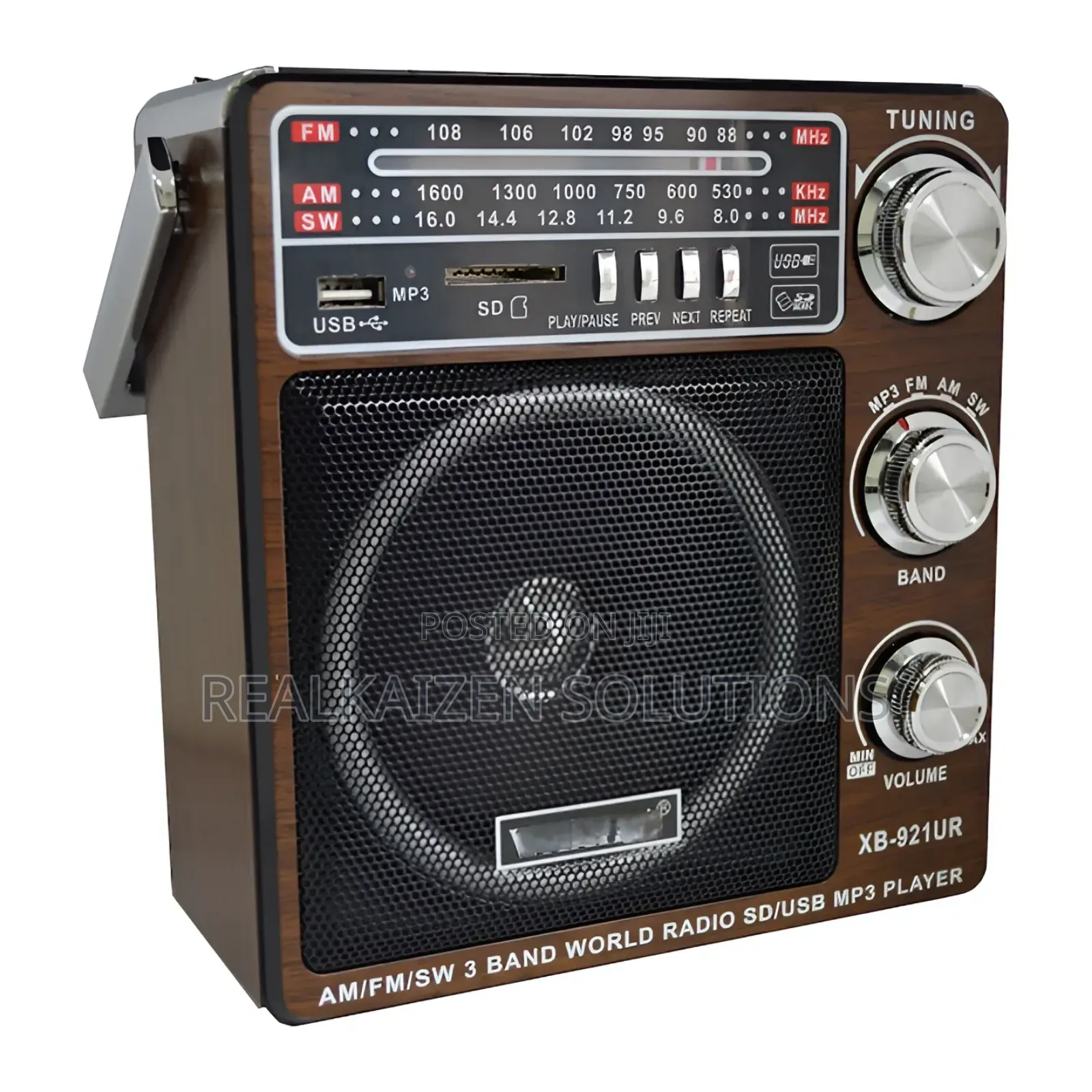 GEEPAS Classic Rechargeable 3 Band USB SD Analog Radio