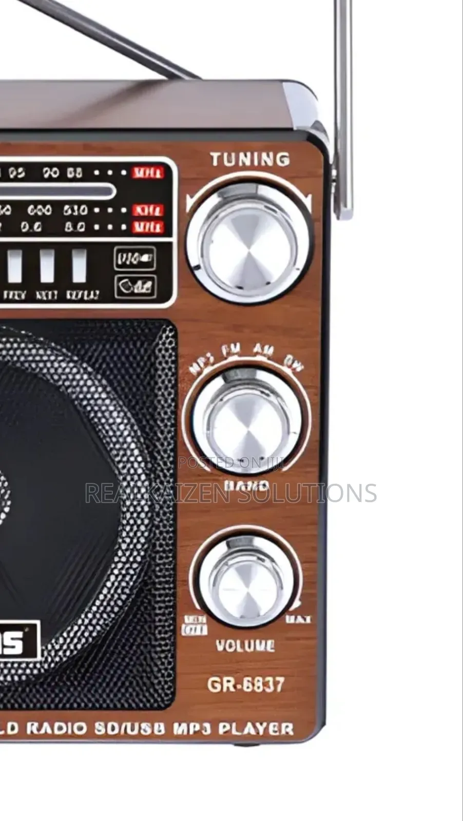 GEEPAS Classic Rechargeable 3 Band USB SD Analog Radio