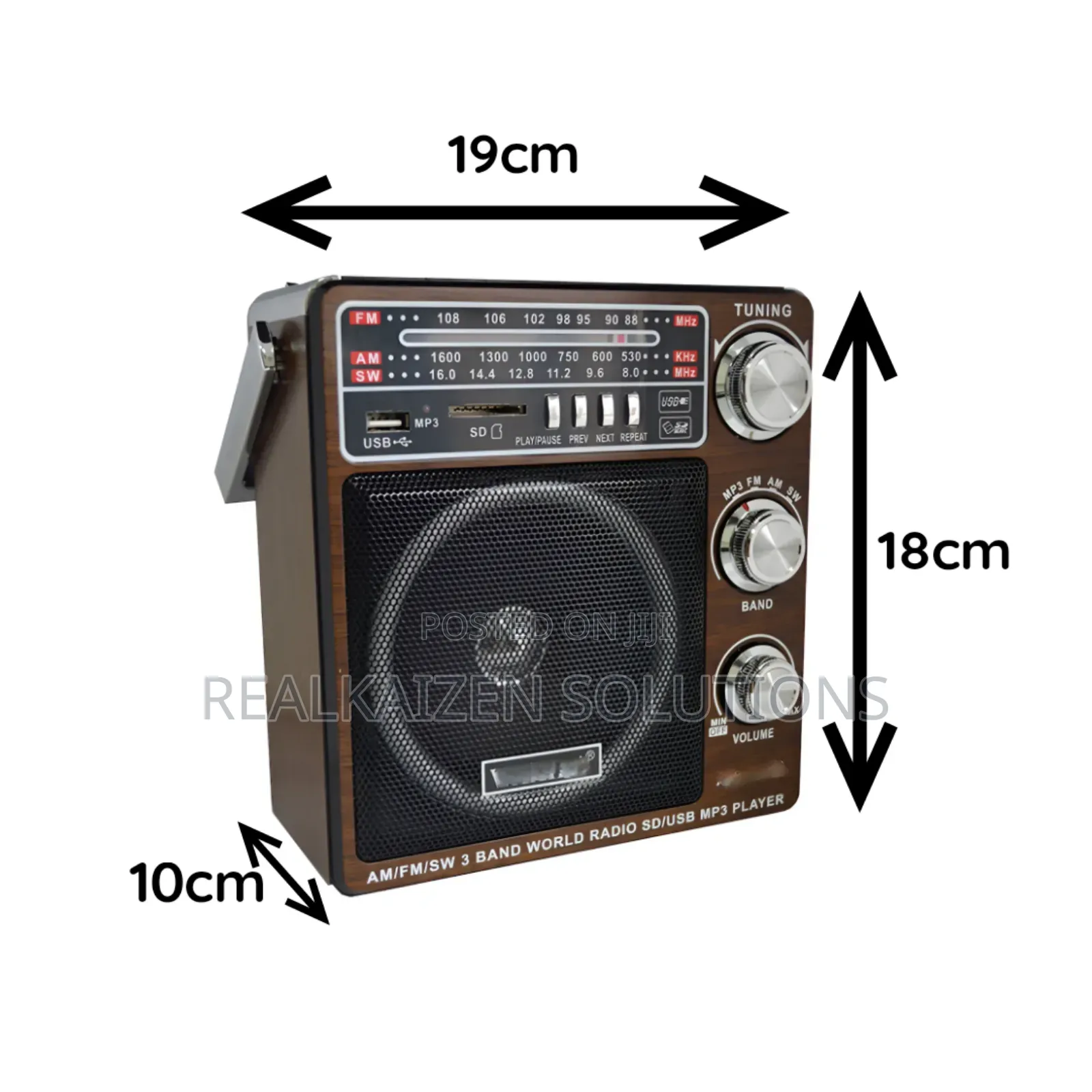 GEEPAS Classic Rechargeable 3 Band USB SD Analog Radio