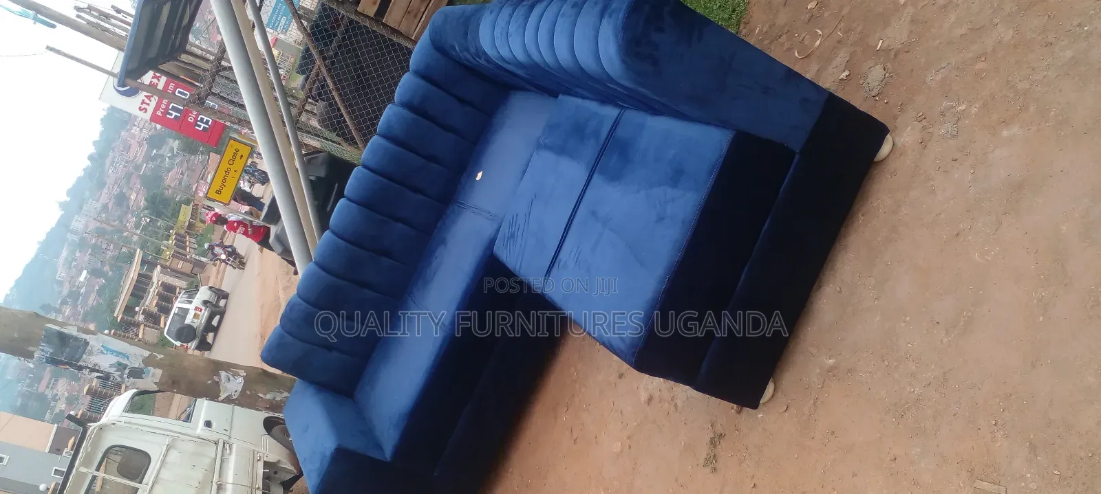 Five Sitter L Sofa Set in Navy Blue