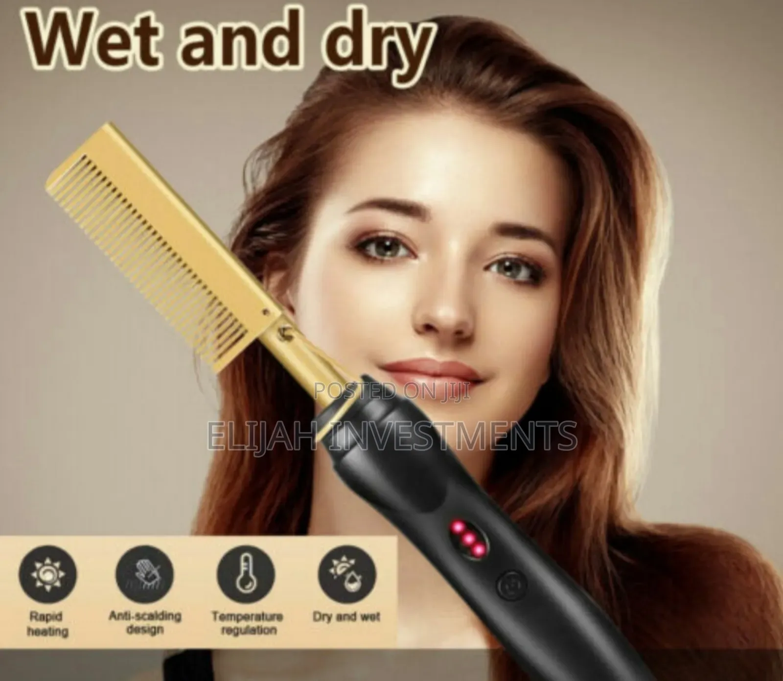 Genuine Gold Electric Hot Comb Hair Straightener