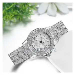 Gold Tone Alloy Quartz Watch Stylish Rhinestone Bling Dress