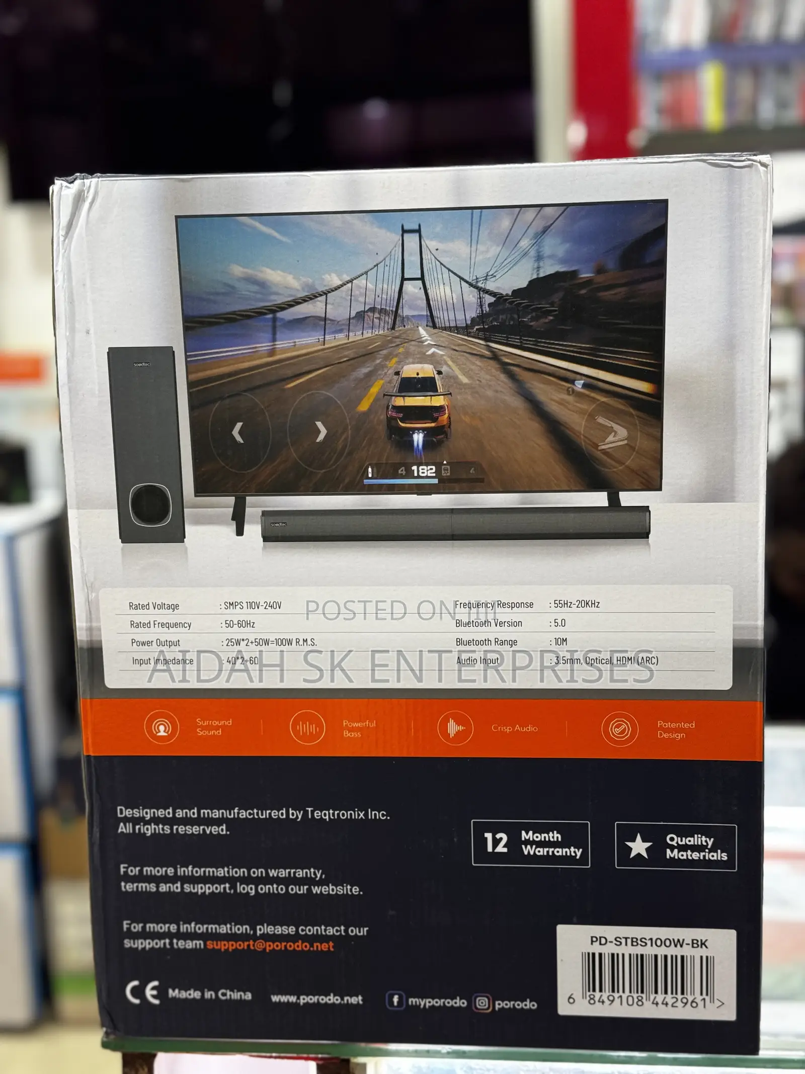 Soundtec by Porodo 2.1 Ch Soundbar With Wireless Subwoofer