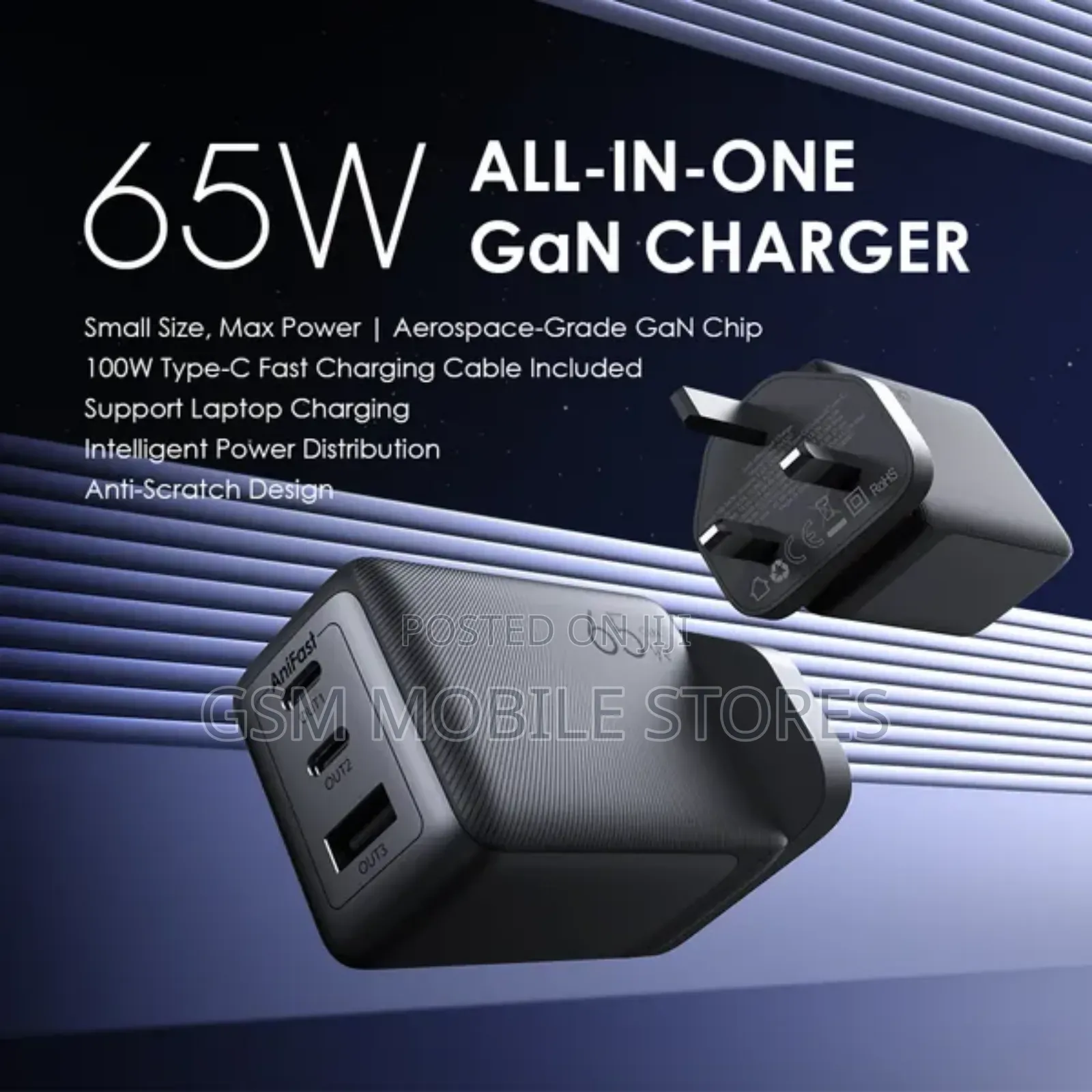 Oraimo Hypergan 65W Gan Wall Charger Kit With 100W CC Cable