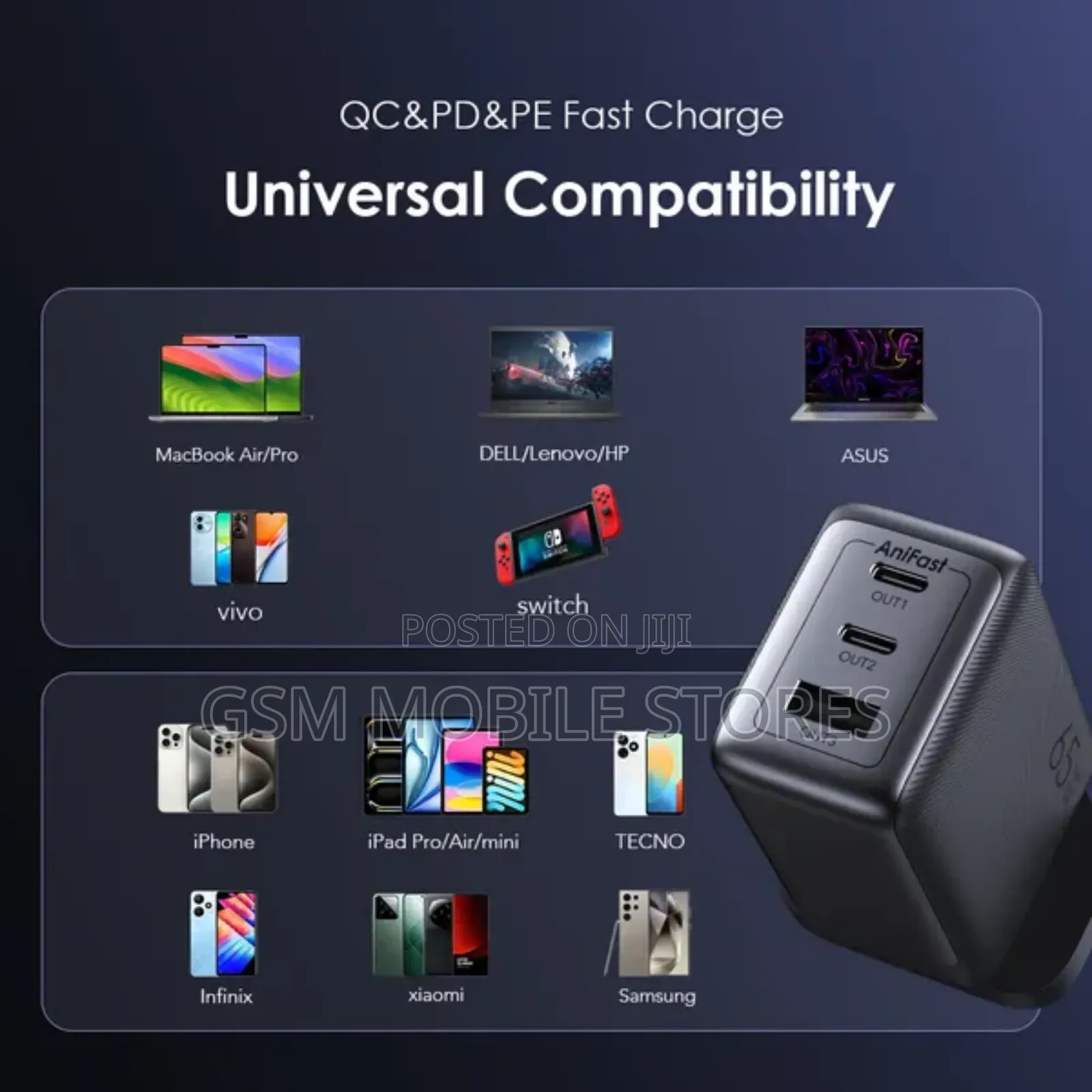 Oraimo Hypergan 65W Gan Wall Charger Kit With 100W CC Cable