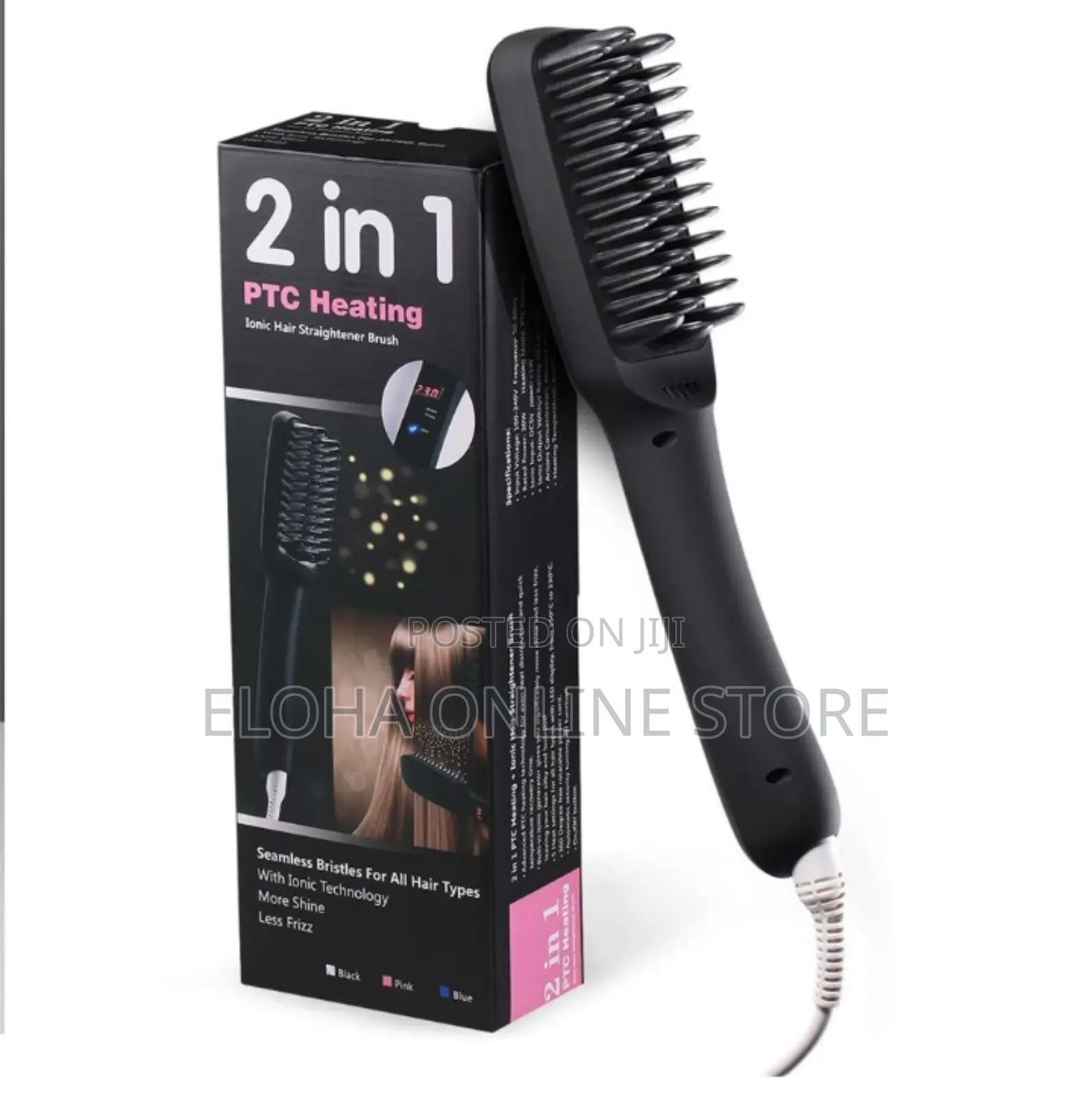 2 in 1 PTC Heating Ionic Hair Straightener Brush