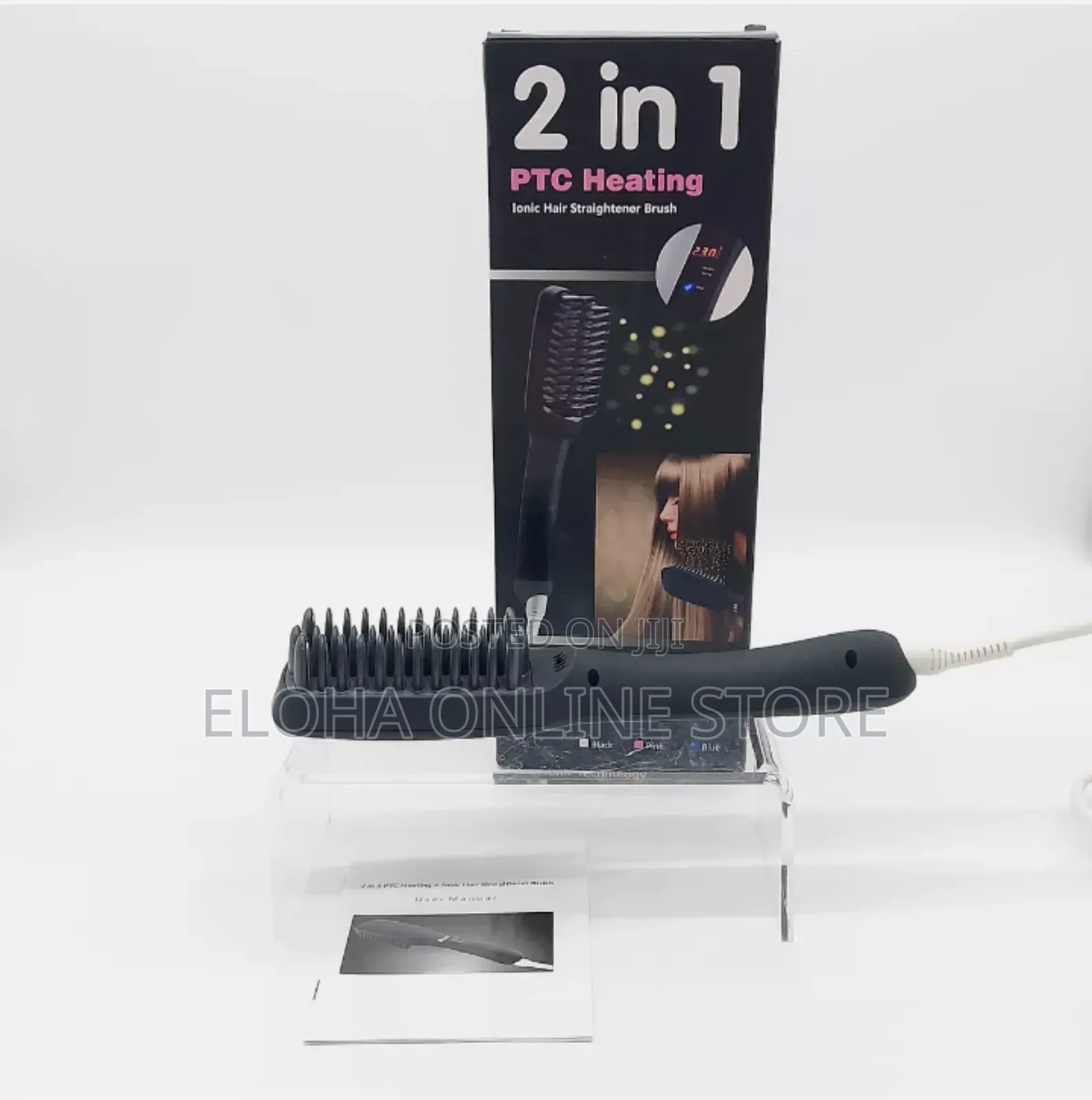 2 in 1 PTC Heating Ionic Hair Straightener Brush