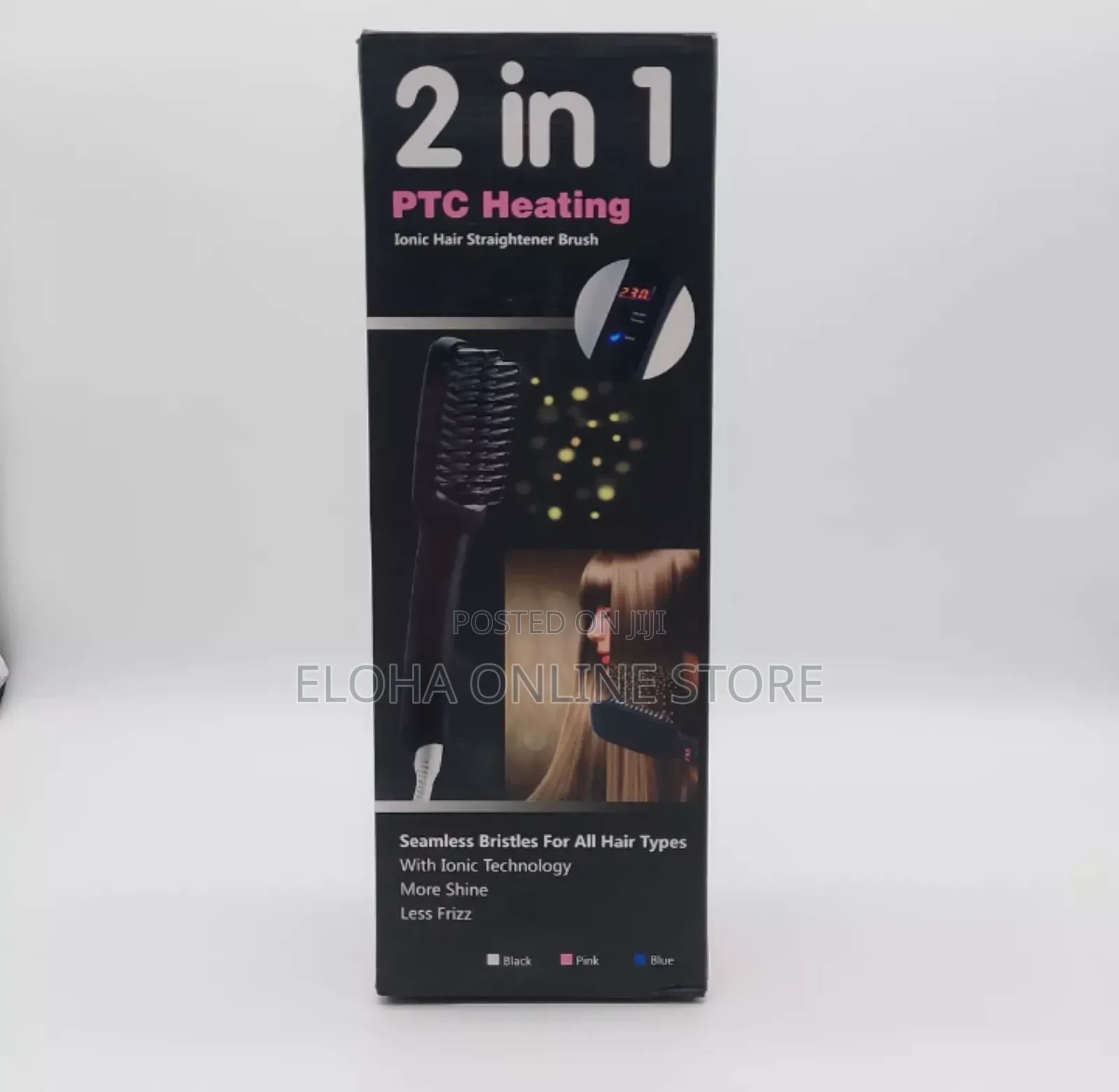 2 in 1 PTC Heating Ionic Hair Straightener Brush