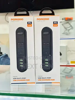 Porodo 50W Multi-Port USB Charging HUB - Black