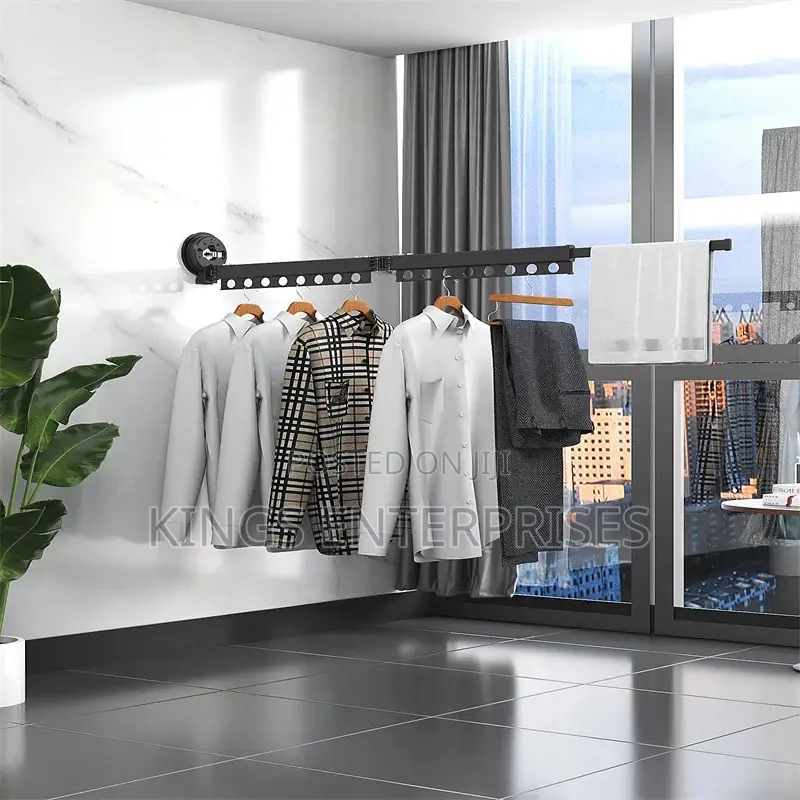 Vacuum Suck Cup Foldable Wall Mounted Clothes Drying Rack