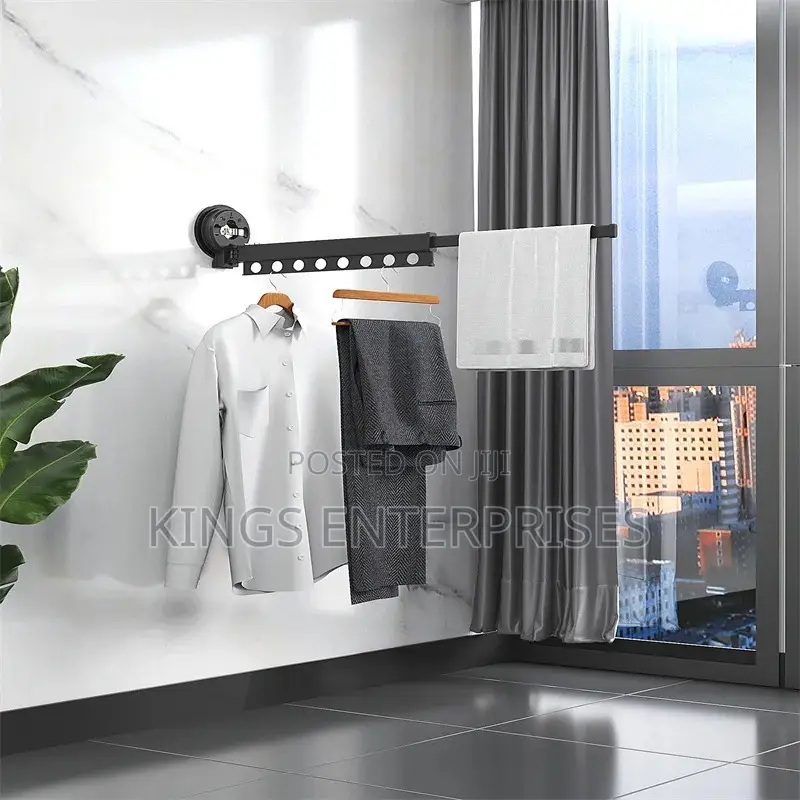 Vacuum Suck Cup Foldable Wall Mounted Clothes Drying Rack