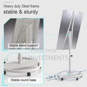 Round Base Rolling Whiteboard, Magnetic Mobile Dry Erase