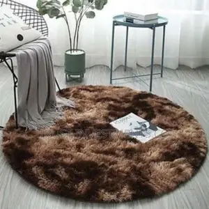 Photo - Round Fluffy Rugs-Brown