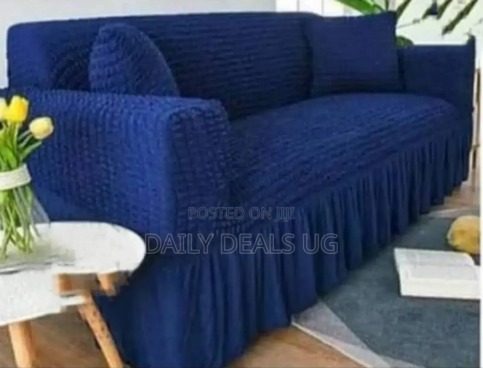 Elastic Blue Sofa Cover