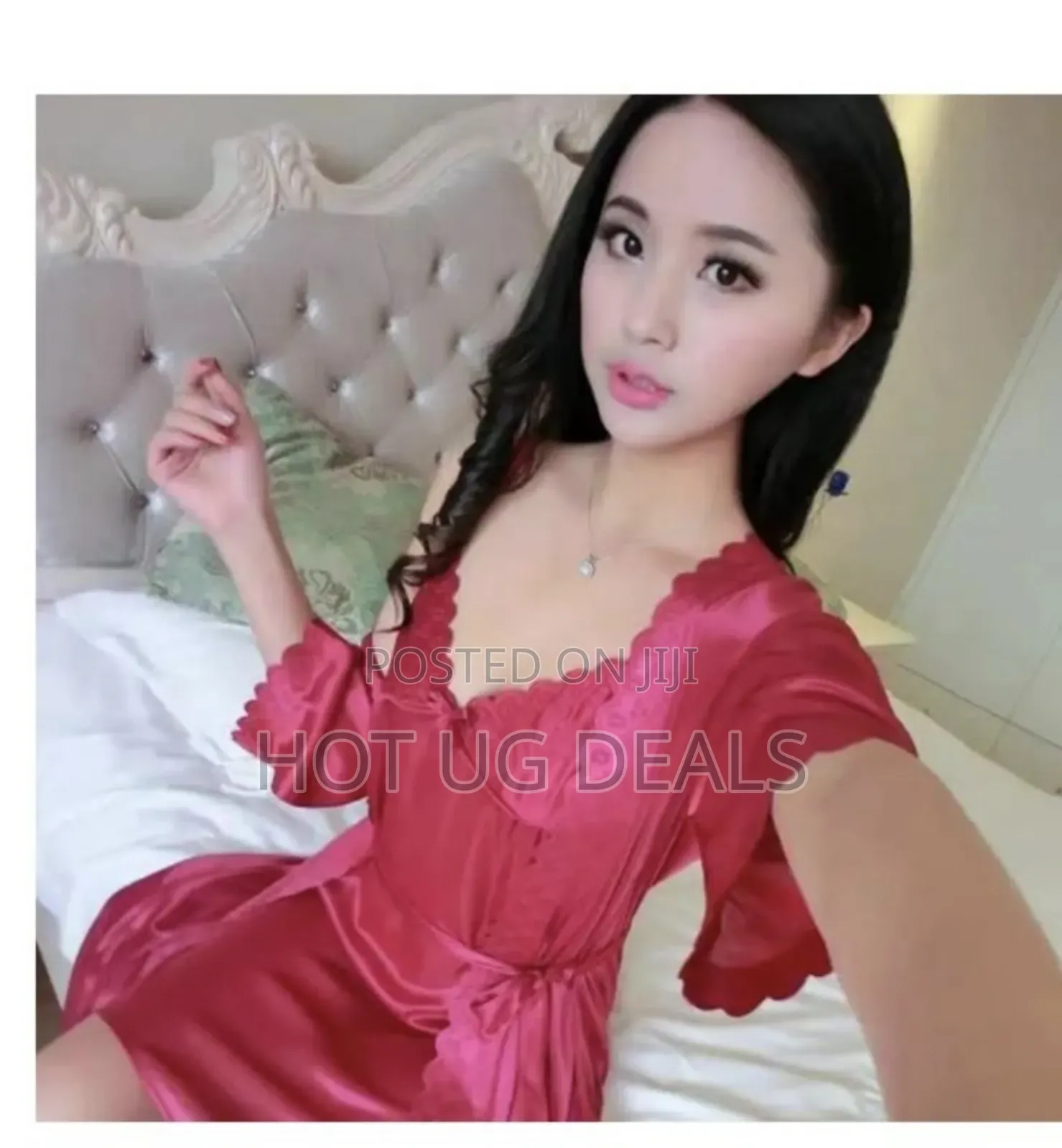 Silk Sleepwear Suit Female Sleep Set Loungewear-Red