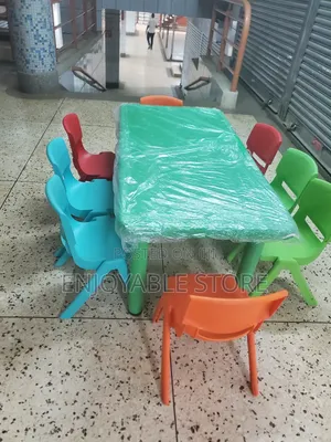 Set of Plastic Kids Table and 8 Chairs