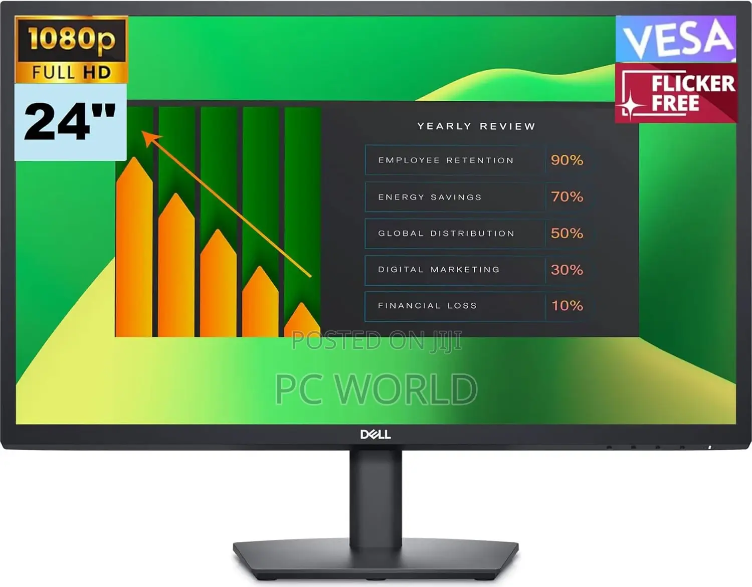 Dell E2423H Flicker Free Monitor, 24" FHD VA (1920x1080) 60H