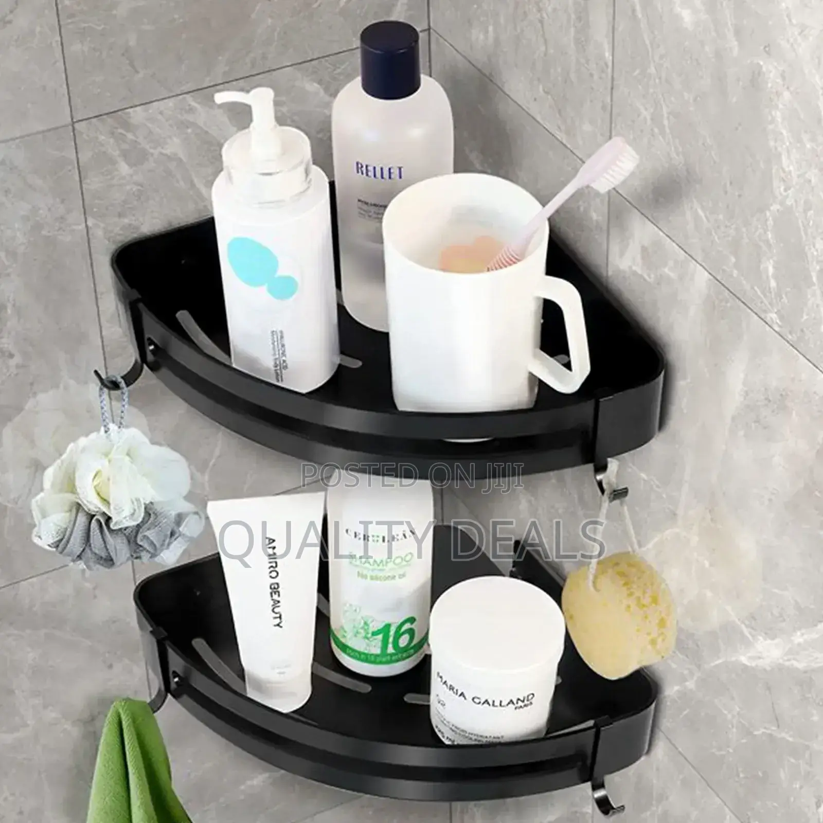 Set of 2 Bathroom Shelves Corner Caddy