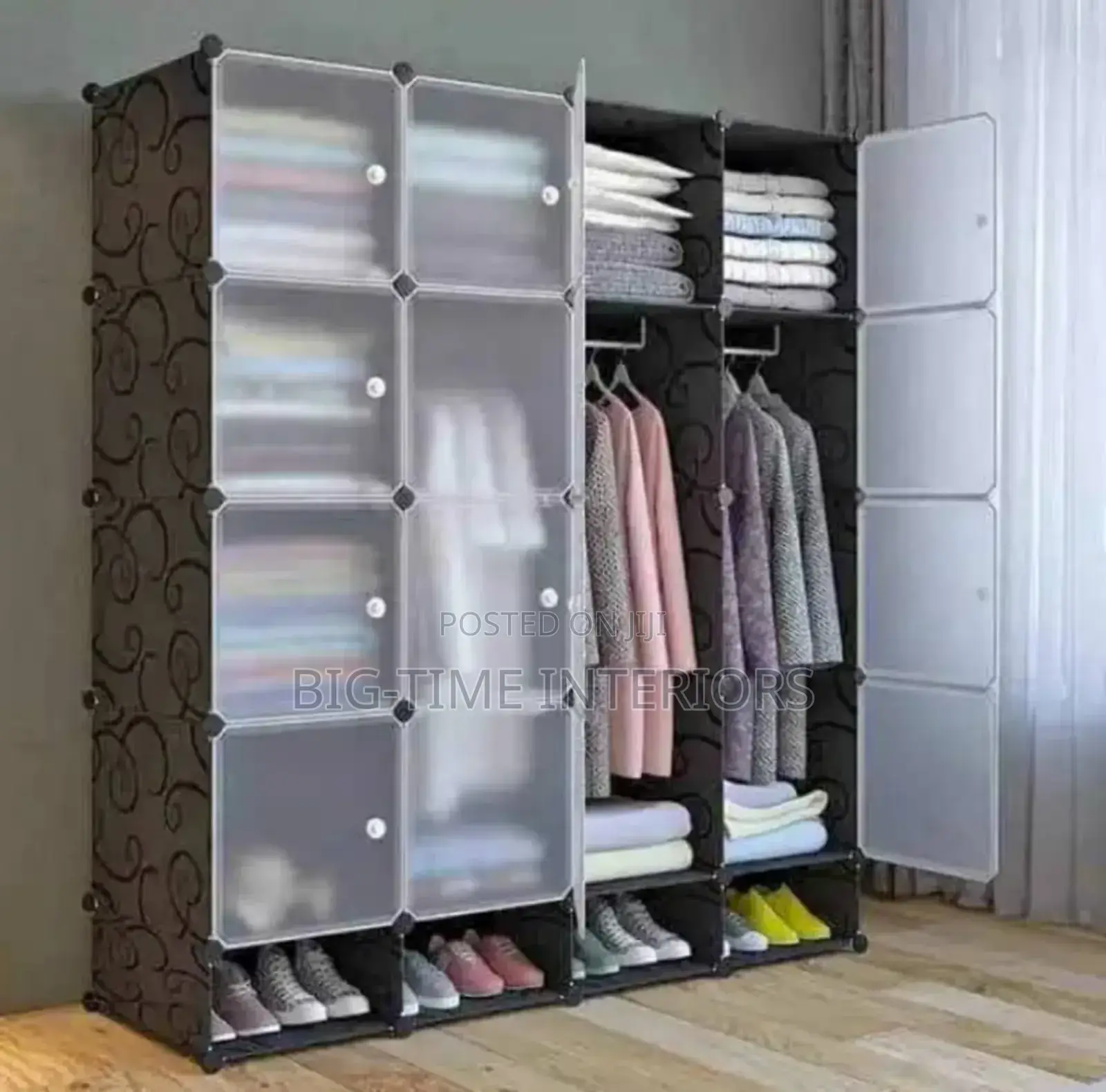 Black 4column Plastic Wardrobe/Closet