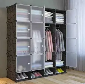 Black 4column Plastic Wardrobe/Closet