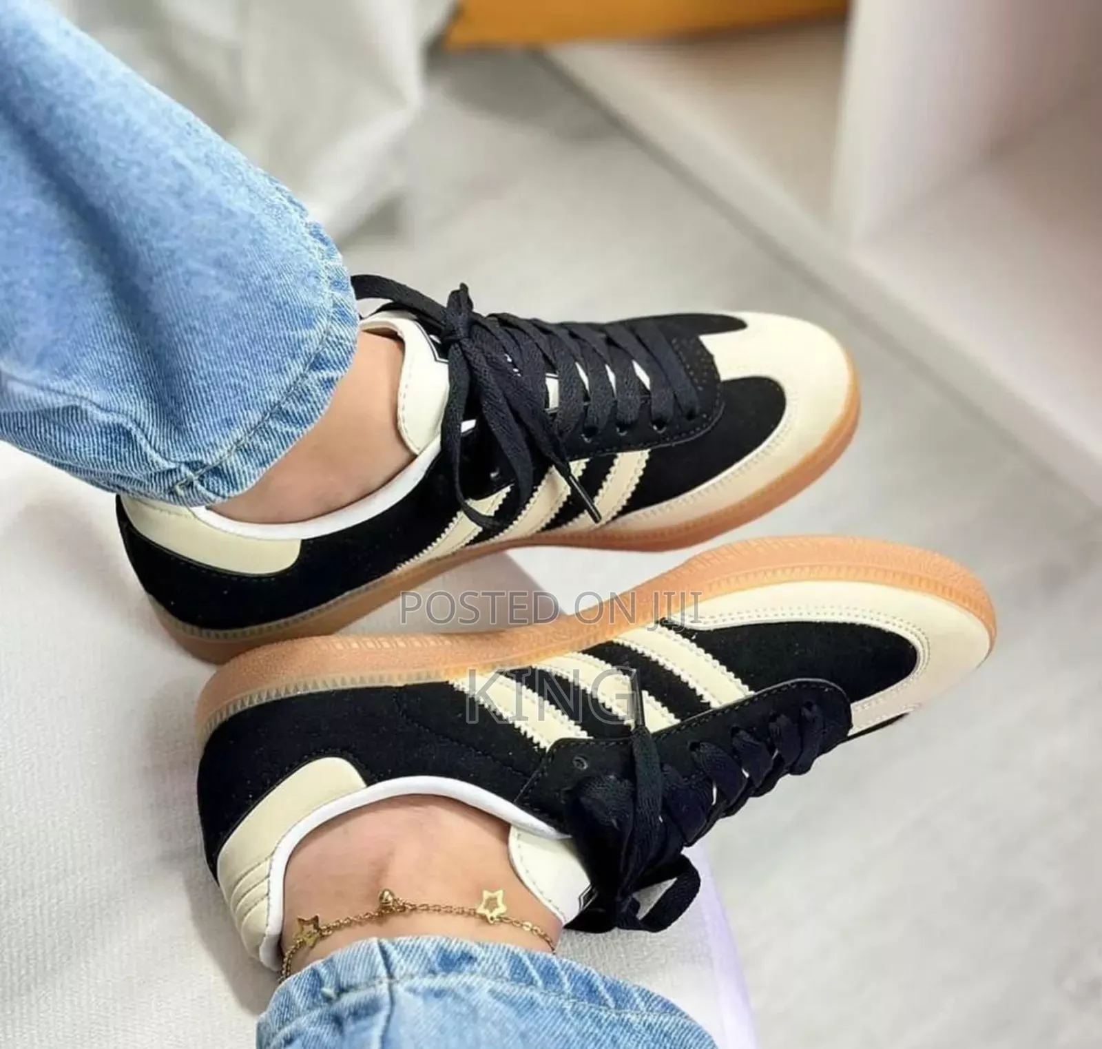 Vogue Adidas Samba Beige Black Stripes Sneakers