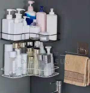 Metallic Corner Bathroom Shelf Rack
