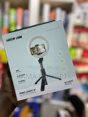 Green Lion Ring Light 6′′ Selfie Stick, Bluetooth Remote