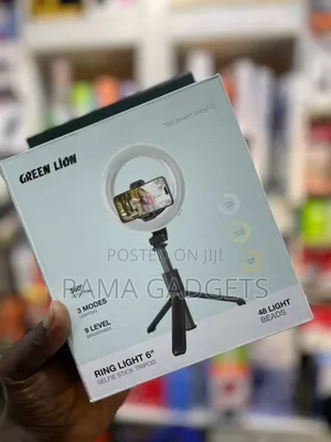 Green Lion Ring Light 6′′ Selfie Stick, Bluetooth Remote