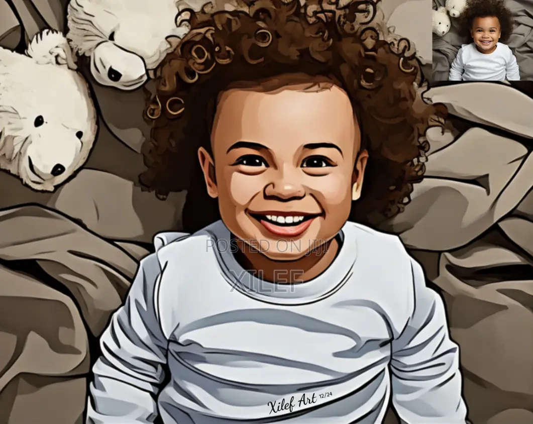 Cartoon Art Wall Portrait for Your Baby