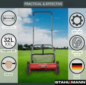 German STAHLMANN Royalcut 35L Manual Push Lawn Mower 40cm