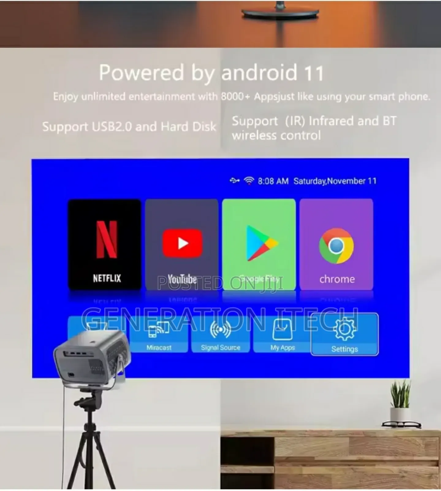 A10- Smart Projector With Android 11, Dual Wifi,Bluetooth