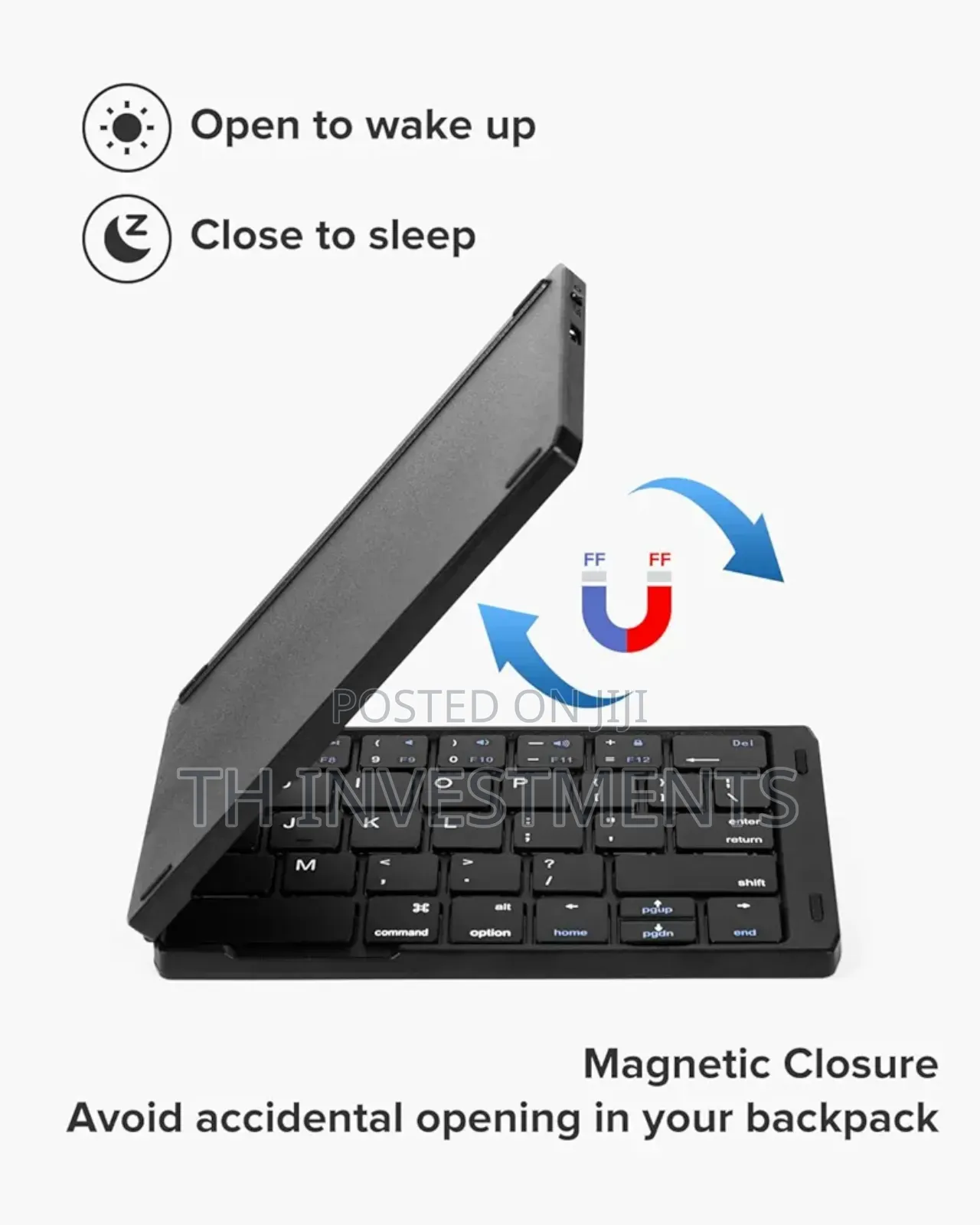 Foldable Bluetooth Keyboard, Wireless With Stand Holder