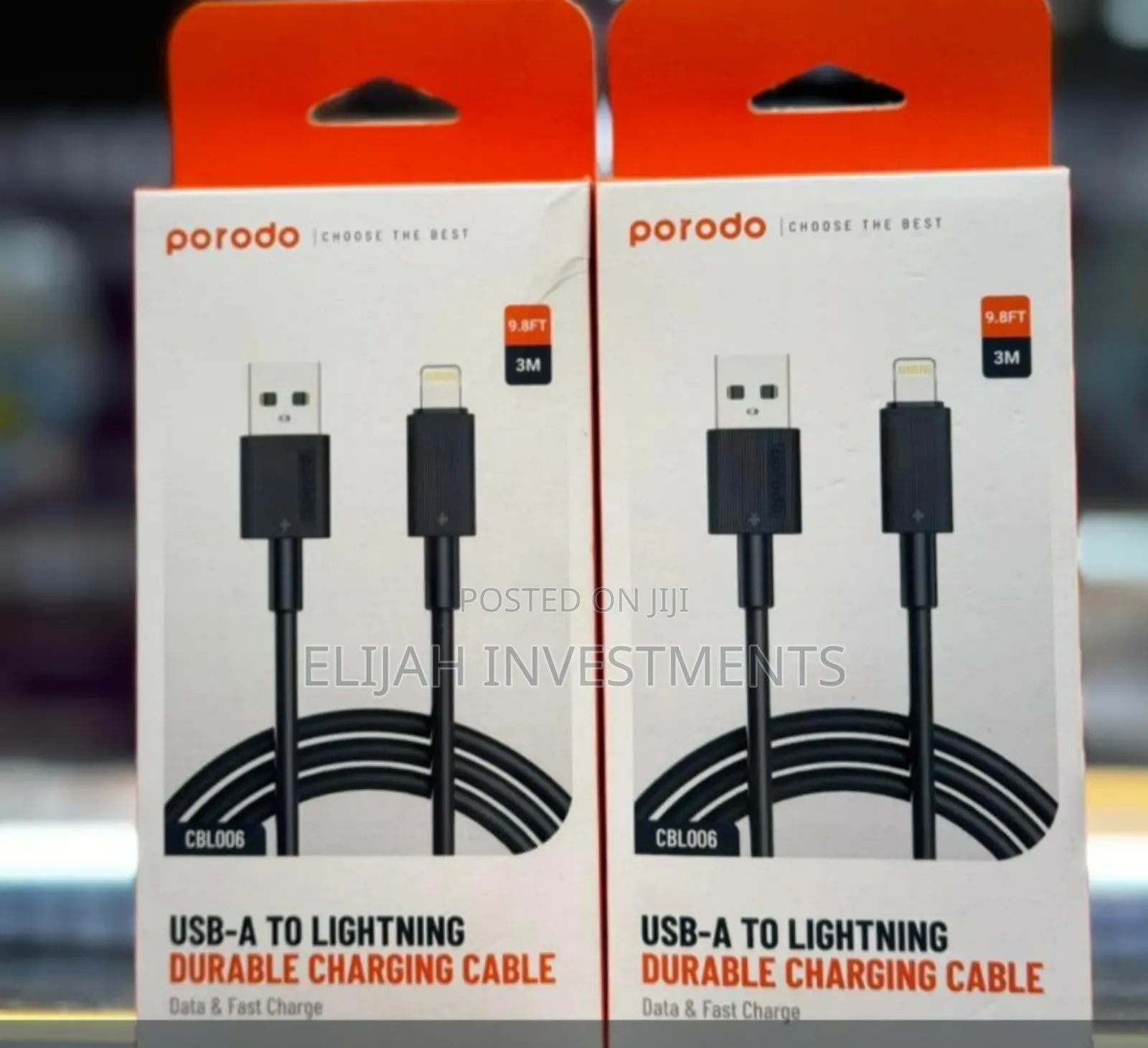 Original PORODO USB-A to Lighting Durable Charging Cable 3M