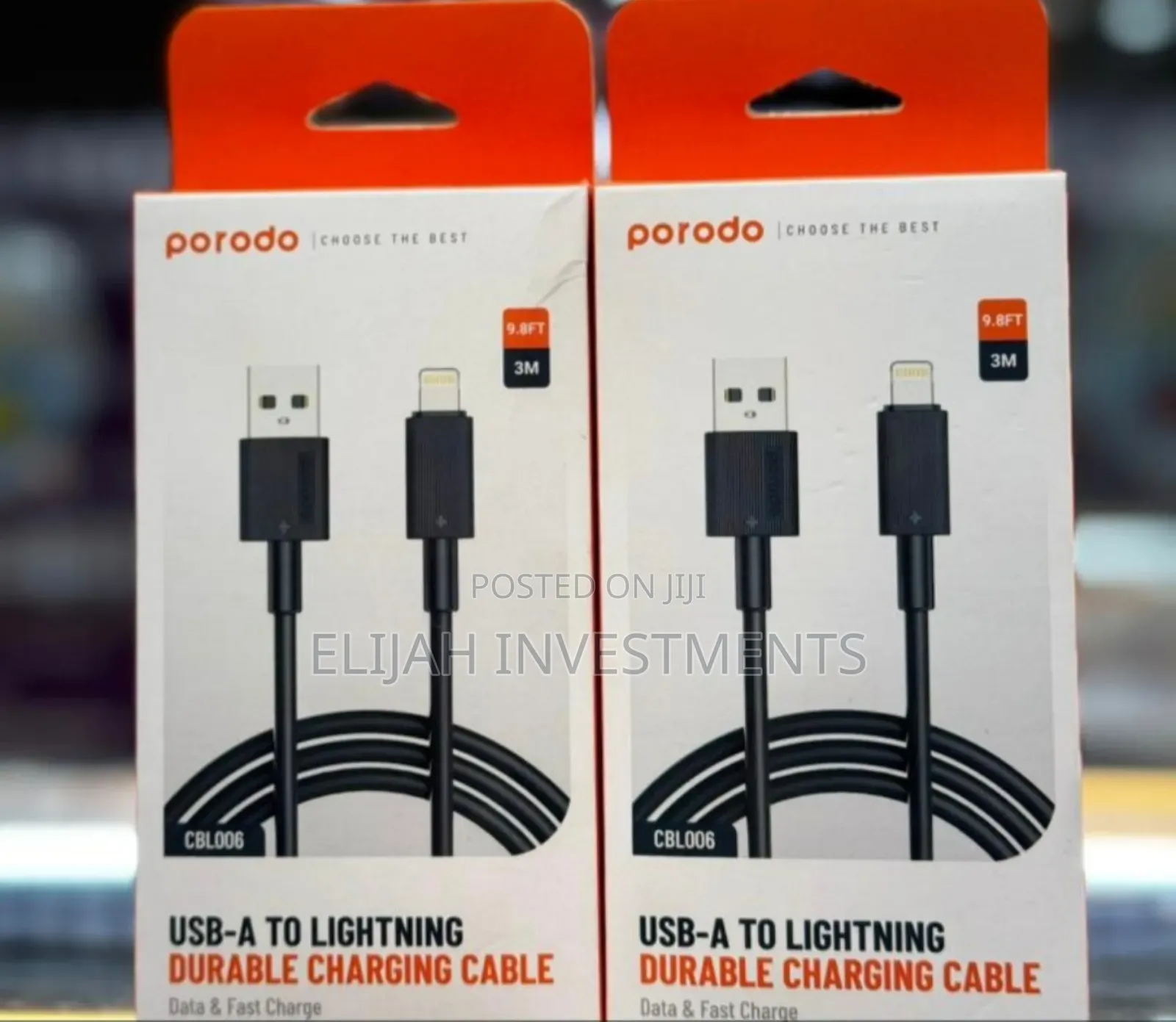Original PORODO USB-A to Lighting Durable Charging Cable 3M