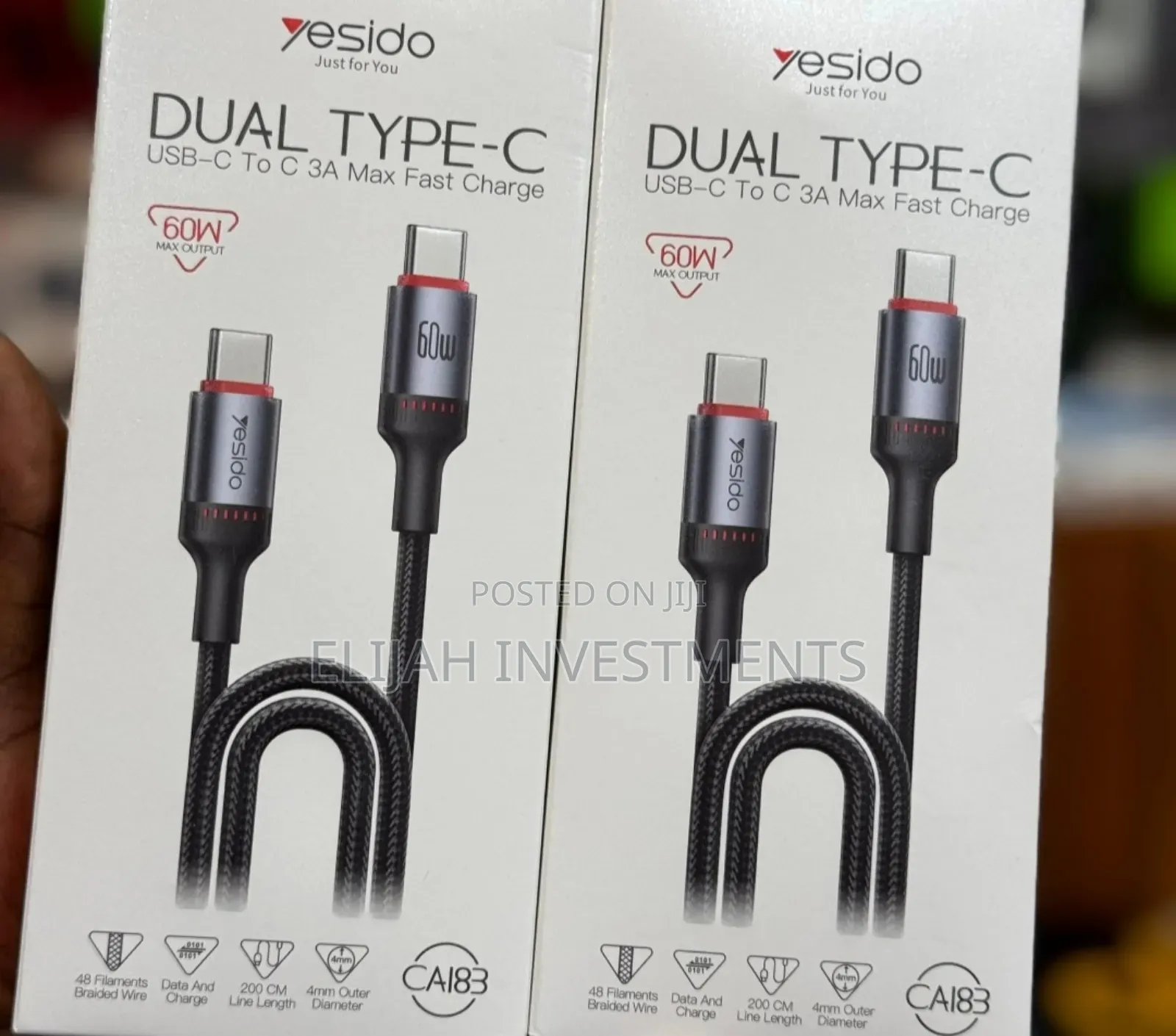 Original Quality Yesido USB C to C 60W