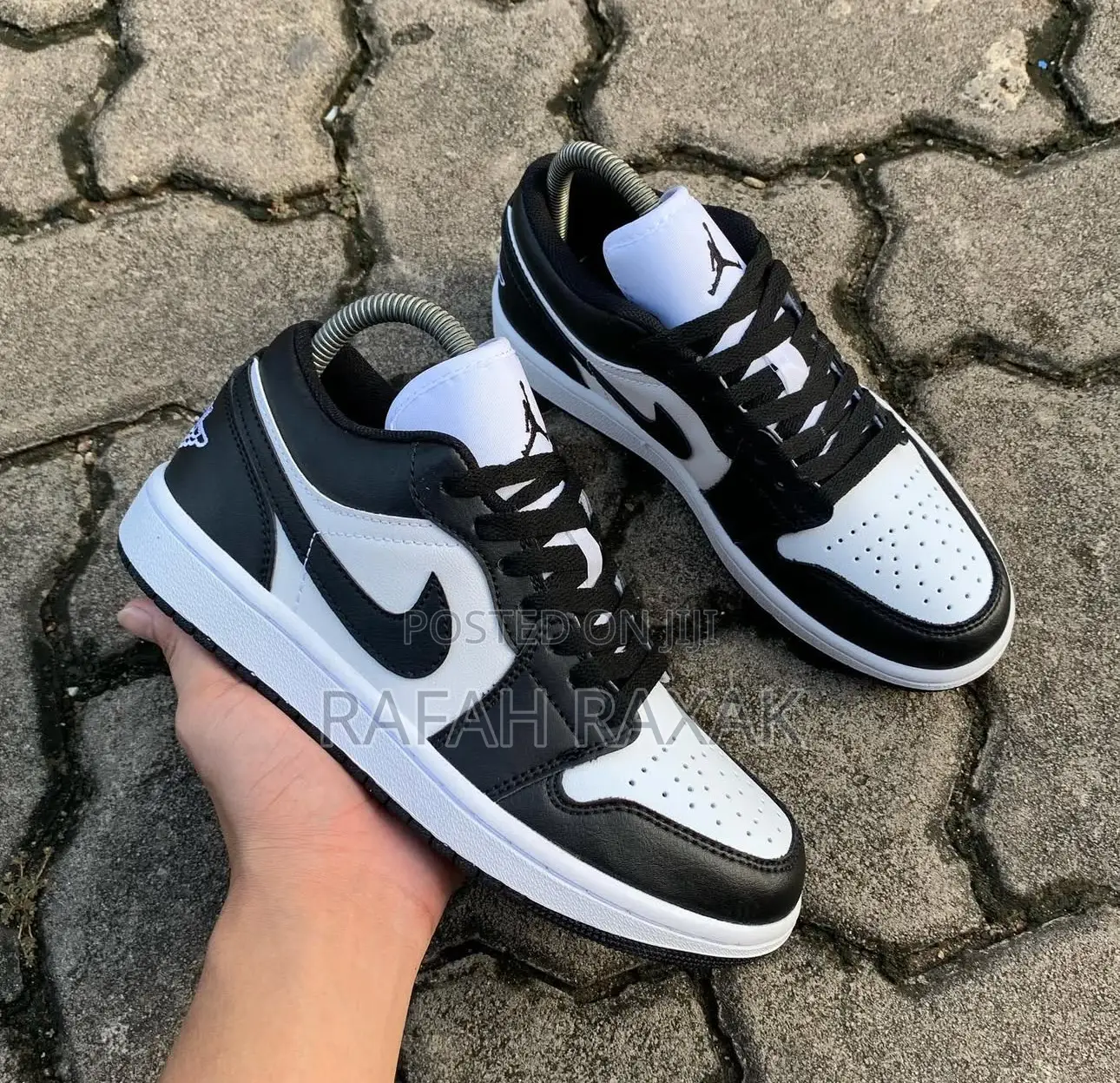 Unisex Black/White Nike Air Jordan 1 Low Retro Sneakers