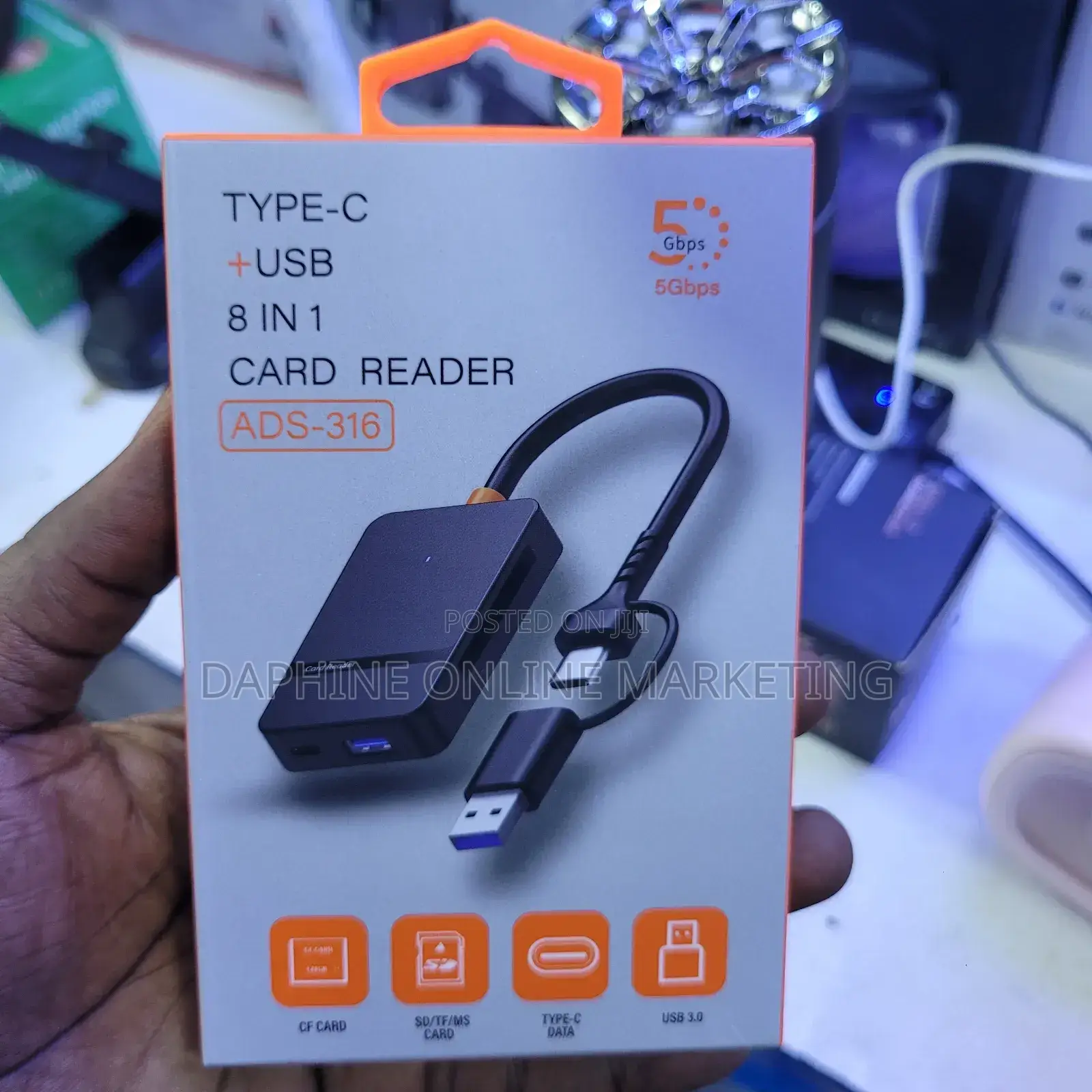 Type-C + Usb3.0 Card Reader/ 8 in 1 Cf Tf Sd Card Reader