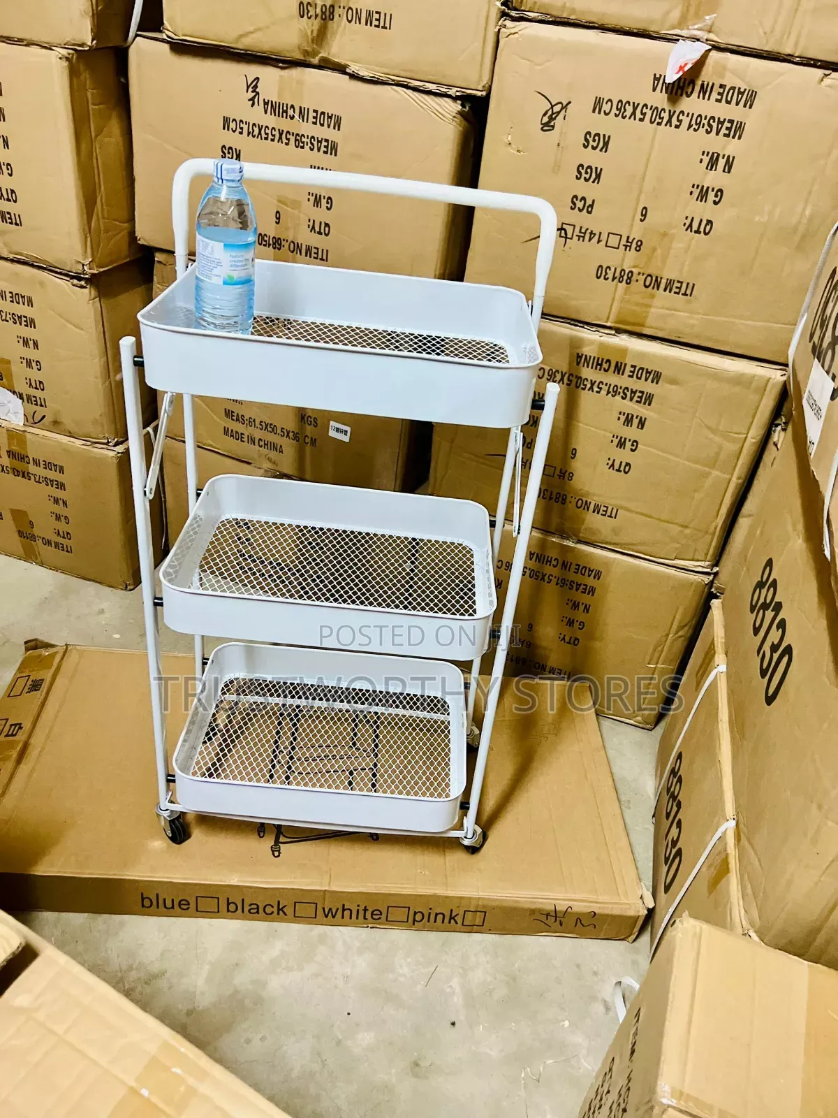 3 Tiers Foldable Trolley With Wheels