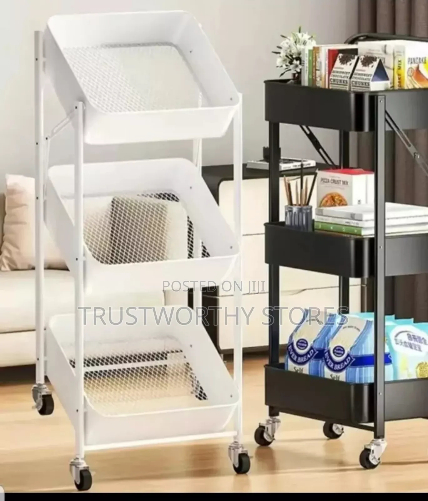 3 Tiers Foldable Trolley With Wheels