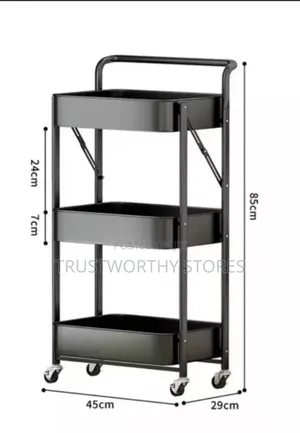 3 Tiers Foldable Trolley With Wheels