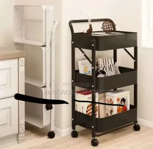 3 Tiers Foldable Trolley With Wheels