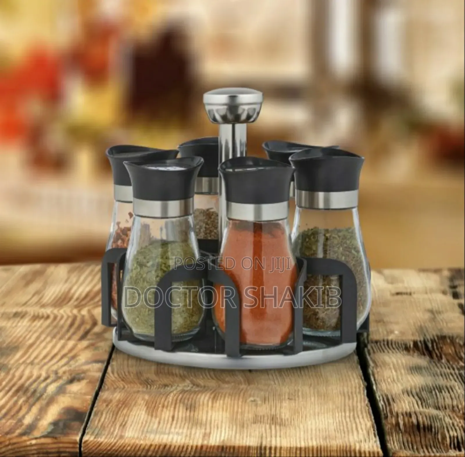 Stainless Steel Table Spice Rack Jars