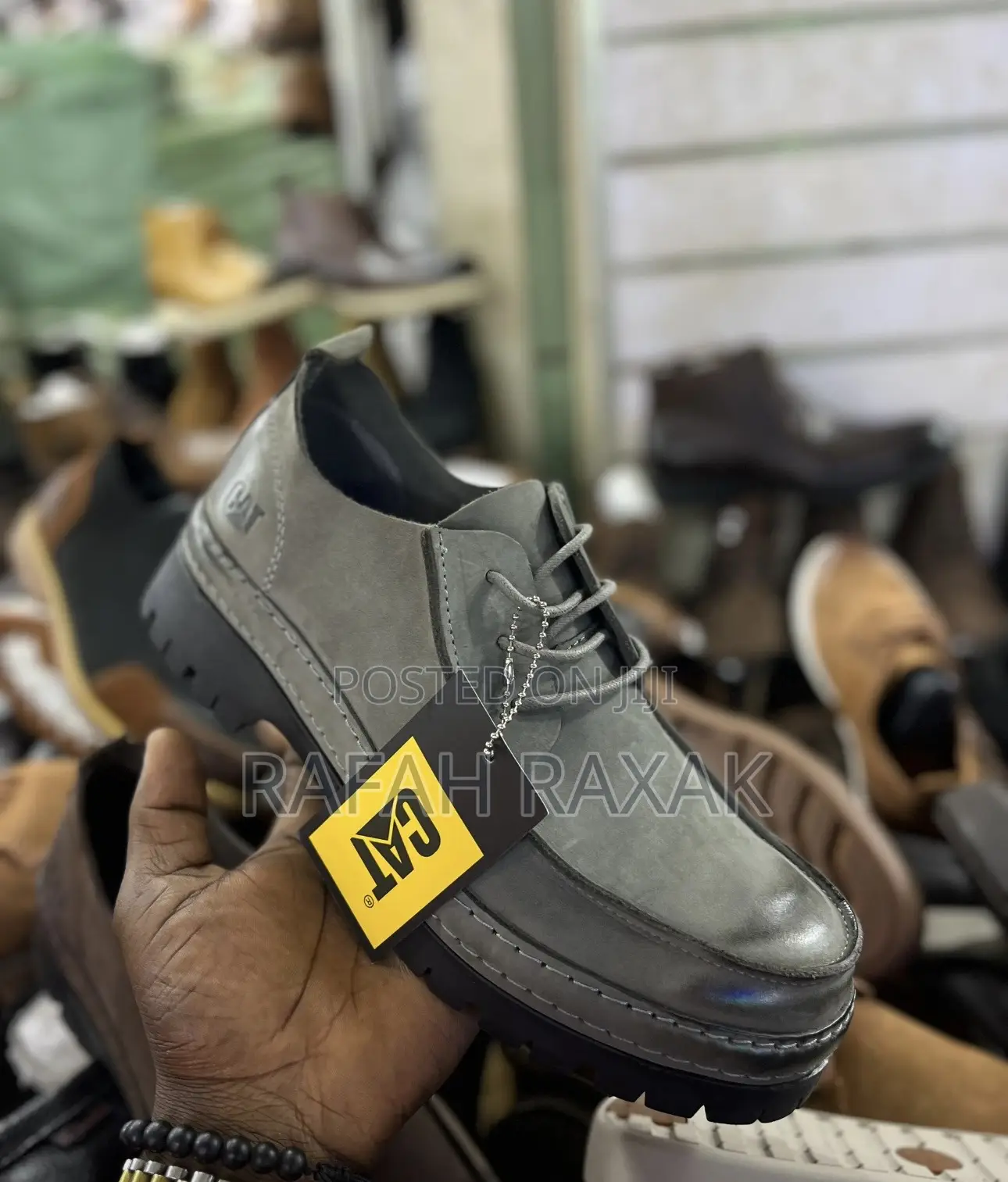 Original Gray CAT Smart Casual Premium Leather Low Shoes
