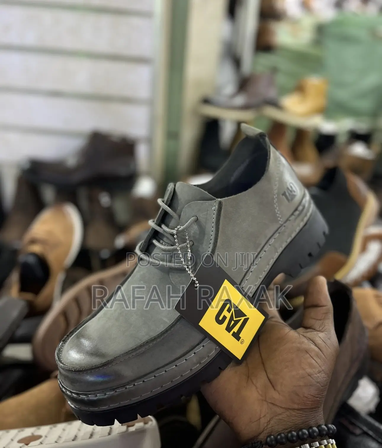 Original Gray CAT Smart Casual Premium Leather Low Shoes