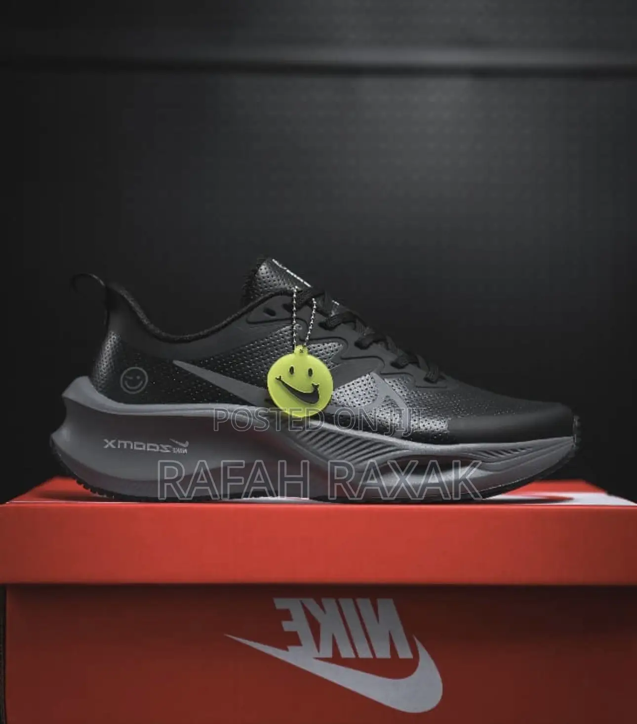 Black Leather Nike Air Zoom X Smiley Running Trainer Sneaker