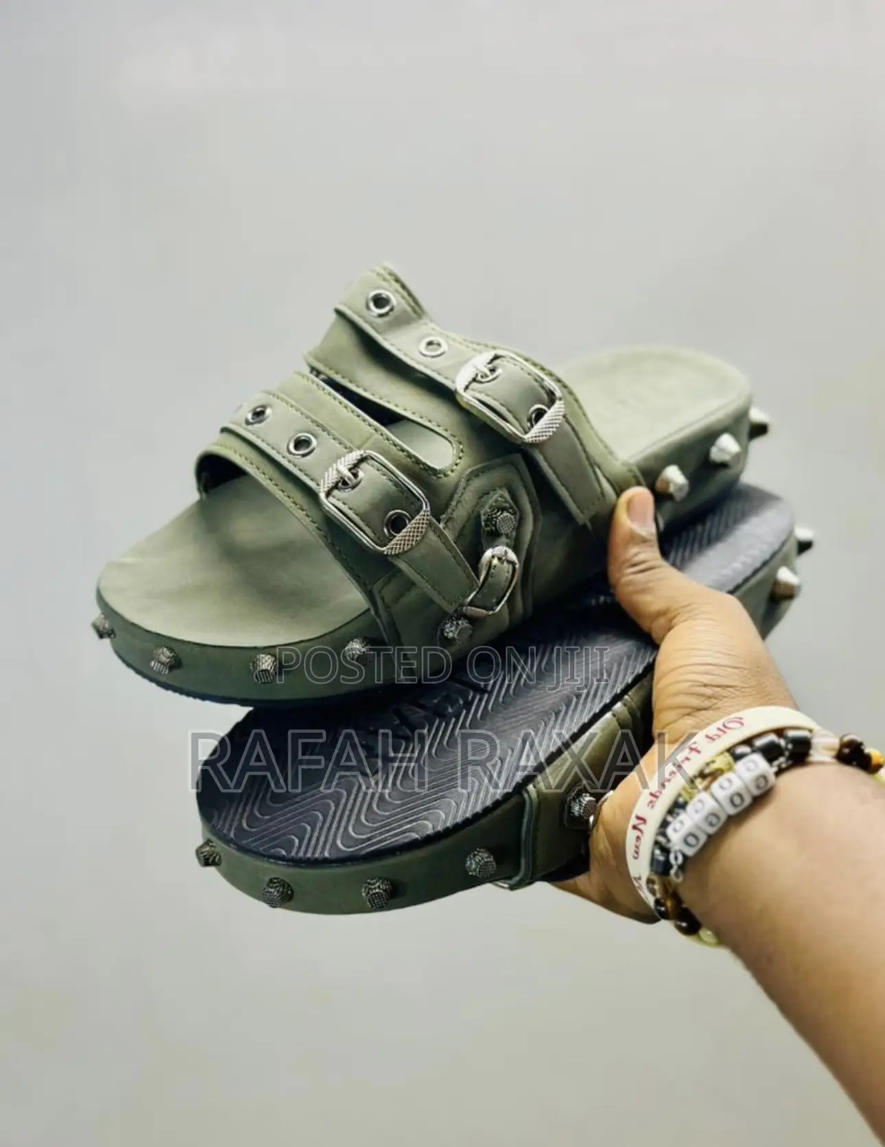 Army Green Balenciaga Cagole Comfortable Slides Sandals