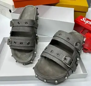 Men’S Grey Balenciaga Cagole Slide Sandals